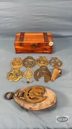 APPROX. (8) BRASS HARNESS PCS. IN DRESSER BOX