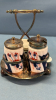 Silver Plate and Porcelain Condiment Set - 6