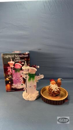 LIGHTED SNOWMAN WITH LANTERN