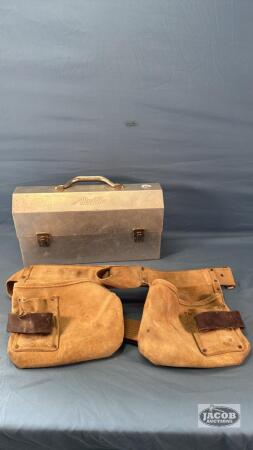ALUMINUM ALADDIN LUNCH BUCKET WITH TOOL BELT