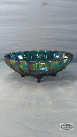 CARNIVAL GLASS FOOTED SERVING BOWL