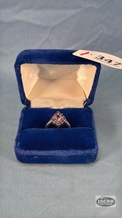 GENUINE AMETHYST 10-STONE .925 STERLING RING