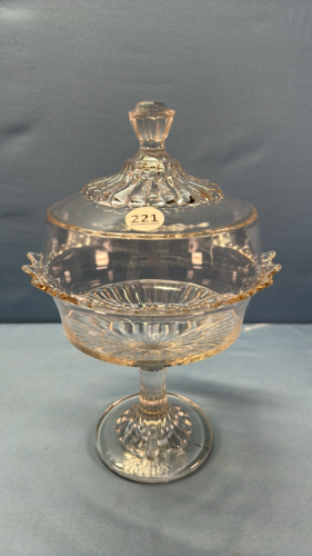Glass Compote with Lid -13in High