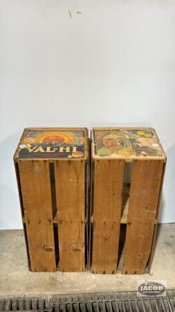 (2) WOODEN ORANGE CRATES