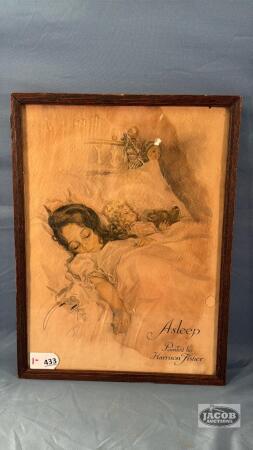 FRAMED PRINT "ASLEEP" BY HARRISON FISHER