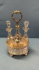 Caster Set with 4 Etched Glass Bottles