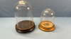 2 Glass Domes with Wood Bases -6in and 9in High