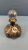 Glass Bottle w/ Silver Overlay & Cut Glass Stopper