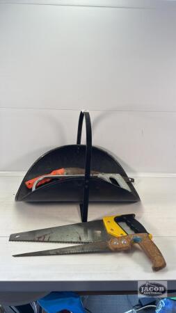 METAL FIREWOOD BASKET WITH (3) SAWS