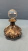 Glass Bottle w/ Silver Overlay & Cut Glass Stopper - 2
