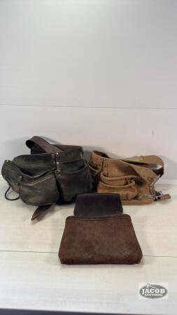 (2) LEATHER NAIL APRONS AND A TOOL POUCH