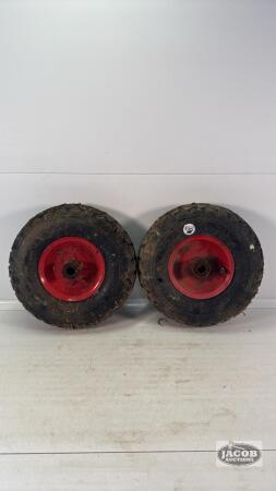 PAIR OF 4.10/3.5 O-5 TIRES AND RIMS