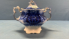 Flow Blue Double Handled Sugar Bowl -6in High - 2