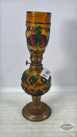 COLOURFUL REPRO COAL OIL LAMP