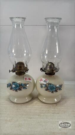 PAIR OF REPRO COAL OIL LAMPS