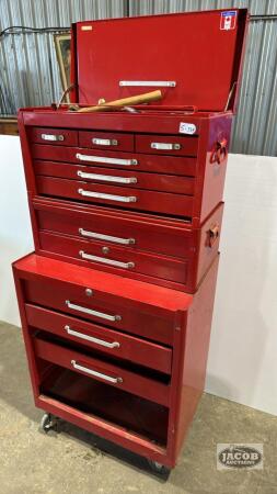 (11) DRAWER TOOL BOX, IN 3 SECTIONS, WITH CONTENTS
