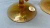 2 Amber Etched Glass Candle Sticks with Prisms - 4