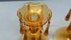 2 Amber Etched Glass Candle Sticks with Prisms - 5