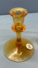 2 Amber Etched Glass Candle Sticks with Prisms - 6