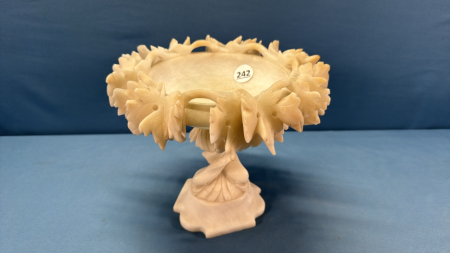 Alabaster 8in Compote -Leaf Vine Edge, 1920s