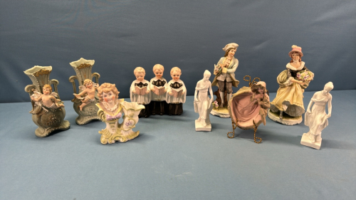 9 Assorted Bisque Figurines