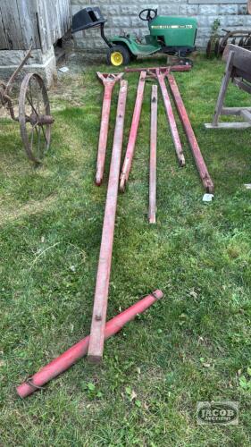 LOT OF 6 WOODEN WAGON TONGUES