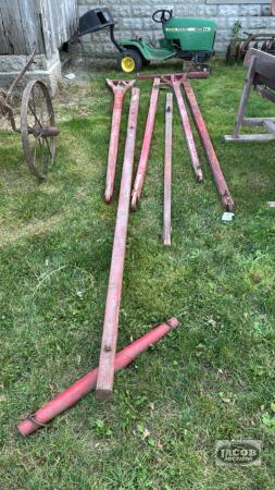 LOT OF 6 WOODEN WAGON TONGUES