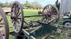 LOT OF WAGON FRAME AND 2 SETS OF WOODEN WHEELS - 8