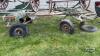 LOT OF WAGON FRAME AND 2 SETS OF WOODEN WHEELS - 13