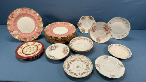 8 Royal Crown Derby 9in Vine Pattern Plates etc.