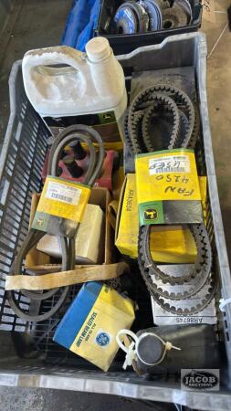 LOT OF JOHN DEERE BELTS, FILTERS, LUBRICANT ETC
