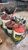 3 OIL PAILS WITH HAND PUMPS - 5