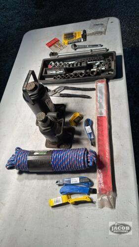 BOTTLE JACKS, 100FT POLY ROPE, TOOLS