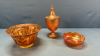 3 Carnival Coloured Glass Pieces -See Notes