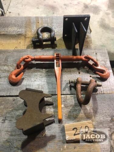 CHAIN BINDER, CLEVISES, AND 2 MISC. BRACKETS