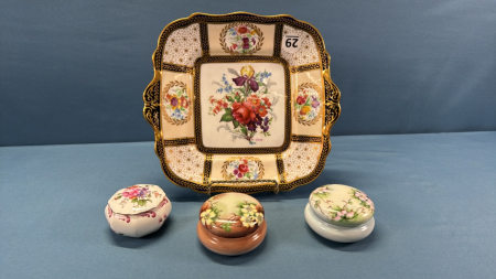 3 Small Dresser Jars on Paragon 9in Plate