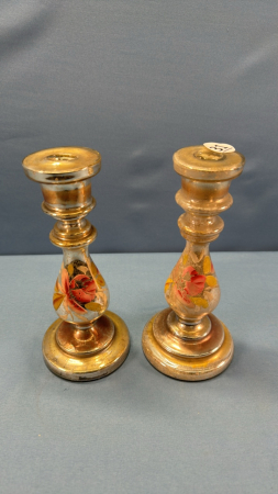 Pair of Mercury Glass 8in Candle Sticks