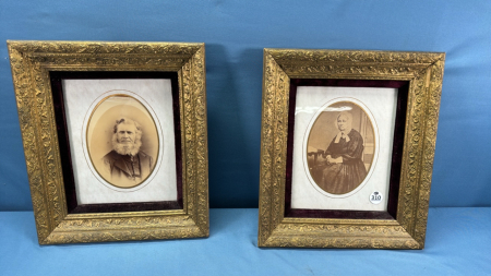 2 Gold Framed Vintage Photos -12in x 14in