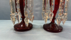 Pair of Antique Ruby Red Girandoles with Prisms - 8