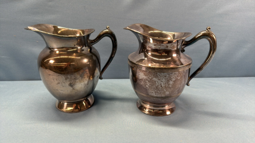 2 Silver Plate Pitchers -8in High