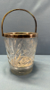 Etched Glass Ice Bucket with Silver Plate Trim - 3