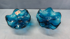 Pair of Matching Blue Glass Pedestal Bowls - 2