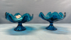 Pair of Matching Blue Glass Pedestal Bowls - 3