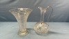 Glass Urn & Vase -Both 9in High