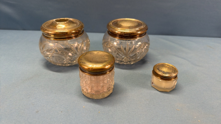 4 Dresser Jars with Sterling Tops