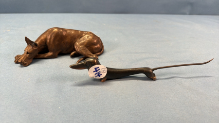 Metal Great Dane and Dachshund Figures