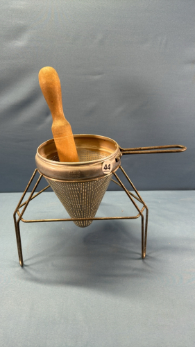 Colander with Wooden Masher on Stand