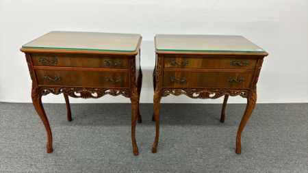 2 Ornate Krug 2 Drawer End Tables -See Notes