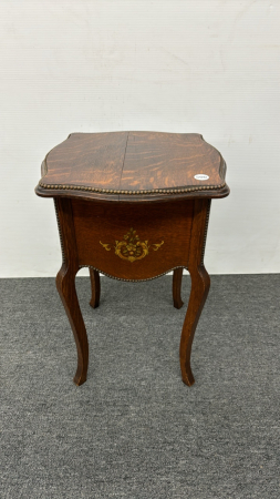 Oak Inlaid Plant Stand with Metal Accents