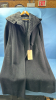 Black Full-Length Cloth Coat with Fur Collar